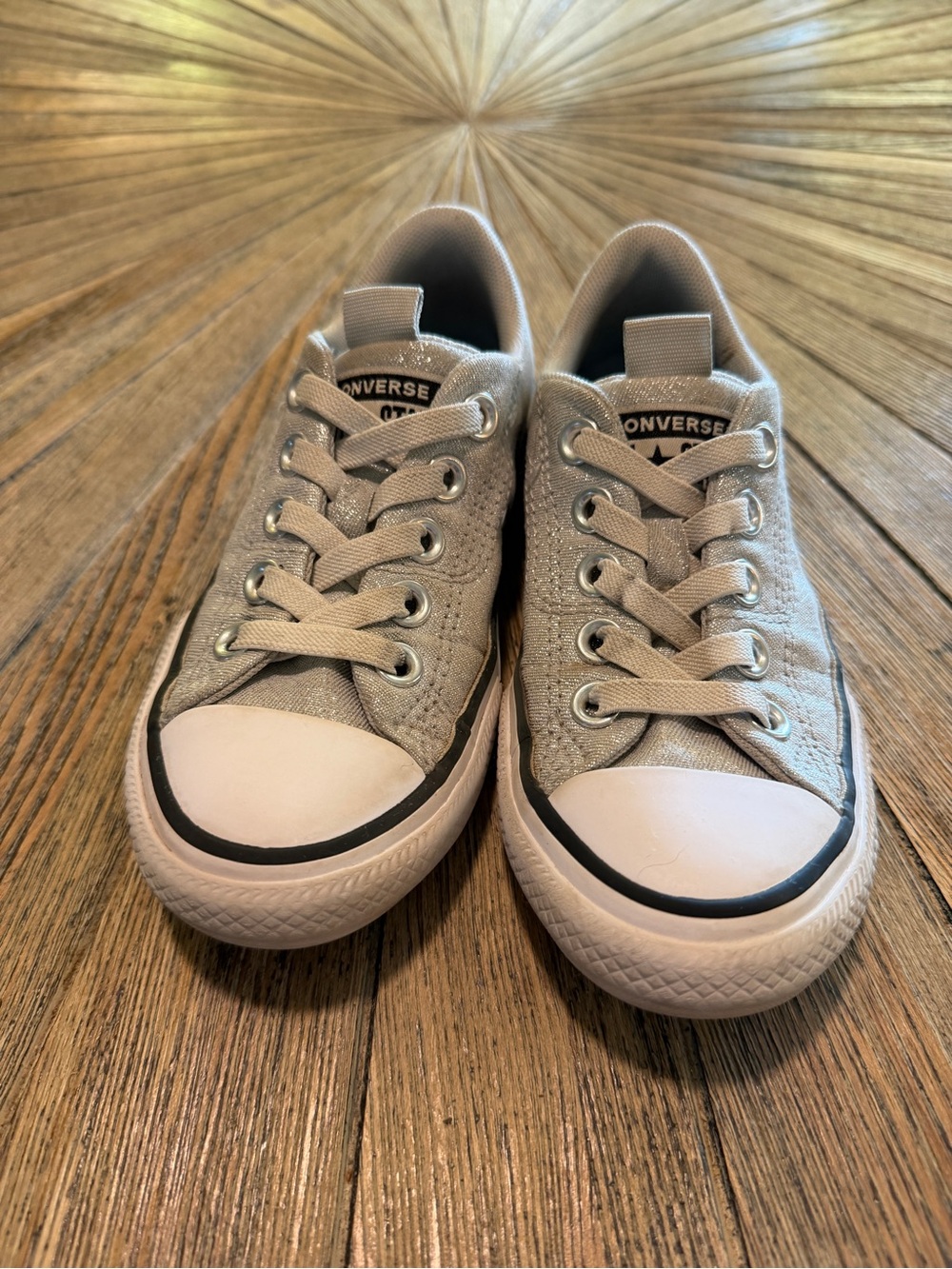 Kids silver Converse no-tie slip on sneakers size 12 Children’s shoes